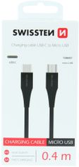 SWISSTEN datový kabel USB-C - microUSB, M/M, 0.4m, černá