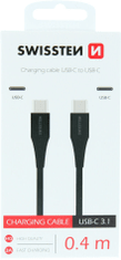 SWISSTEN datový kabel USB-C - USB-C, M/M, 0.4m, černá