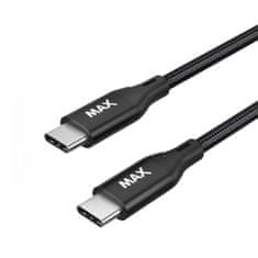 MAX kabel USB-C, 95W, opletený, 2m, černá