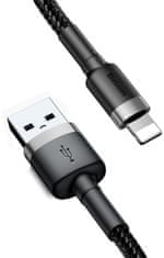 BASEUS nabíjecí / datový kabel Cafule USB-A - Lightning, 2,4A, 0.5m, šedá/černá