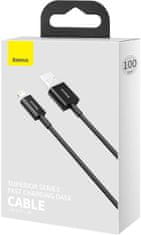 BASEUS kabel Superior Series USB-A - Lightning, rychlonabíjecí, 2.4A, 1m, černá