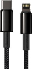 BASEUS kabel Tungsten Gold, USB-C - Lightning, M/M, rychlonabíjecí, datový, 20W, 1m, černá