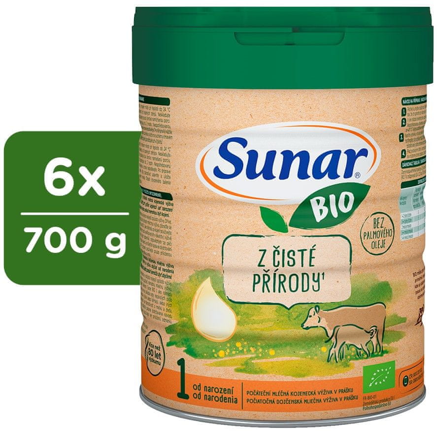 Levně Sunar BIO 1 počáteční kojenecké mléko, 6 x 700 g