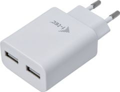 síťová nabíječka, 2x USB-A 2.4A, bílá