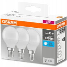 Osram LED žárovka KULKA E14 5W = 40W 4000K OSRAM 3-BALENÍ