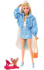Mattel Barbie Extra Vzorovaná modrá sukně s bundou GRN27