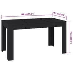 Vidaxl Jídelní stůl černý 140 x 74,5 x 76 cm dřevotříska
