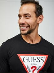 Guess Černé pánské tričko s dlouhým rukávem Guess M