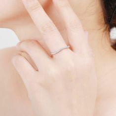 MOISS Minimalistický stříbrný prsten se zirkony R00023 (Obvod 52 mm)