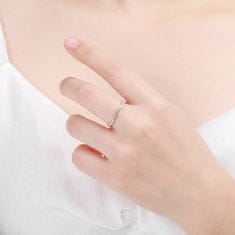 MOISS Minimalistický stříbrný prsten se zirkony R00023 (Obvod 52 mm)