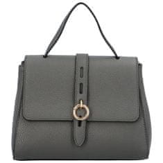 Delami Vera Pelle Luxusní dámská kožená kufříková kabelka do ruky Ella, tmavě šedá