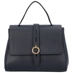 Delami Vera Pelle Luxusní dámská kožená kufříková kabelka do ruky Ella, tmavě modrá