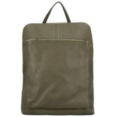 Delami Vera Pelle Prostorný dámský kožený batoh Jean, tmavě zelený