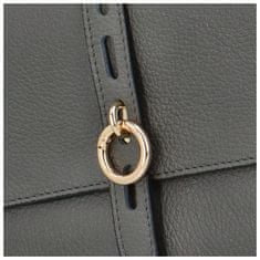 Delami Vera Pelle Luxusní dámská kožená kufříková kabelka do ruky Ella, tmavě šedá