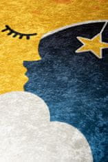 Conceptum Hypnose Dětský kulatý koberec Moon 140 cm modrý/žlutý