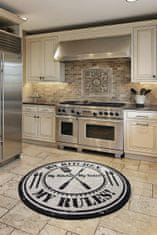 Conceptum Hypnose Kulatý koberec My Kitchen 140 cm černý/bílý