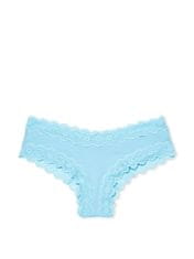 Victoria Secret Dámské modré kalhotky Lace Cheeky S