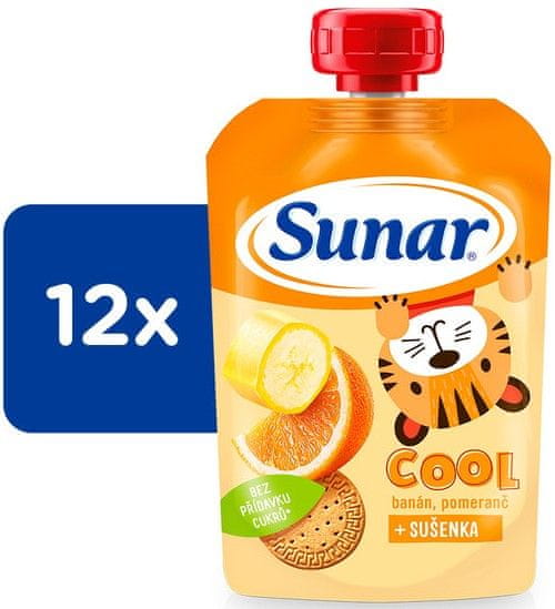 Sunar Cool ovocná kapsička, pomeranč, banán, sušenka 12x110g