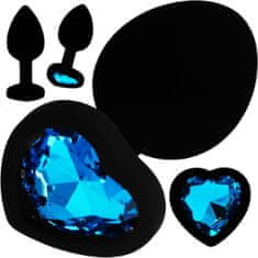 LOLO černý silikonový anální kolík s modrým diamantem - 3,3 cm