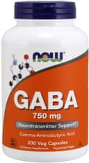 NOW Foods GABA (kyselina gama-aminomáselná) 750 mg, 200 rostlinných kapslí