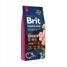 Brit Premium By Nature Junior Large Chicken 15 kg - granule pro mladé psy velkých plemen s kuřecím masem