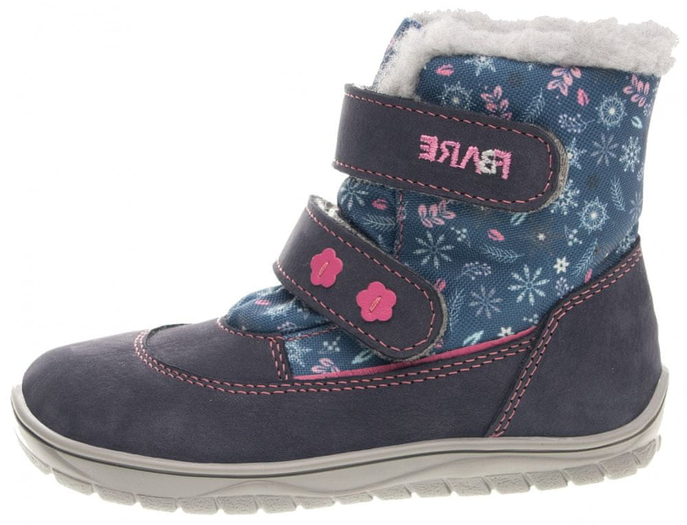 Fare dívčí zimní nepromokavá kotníčková barefoot obuv B5441203 šedá 26