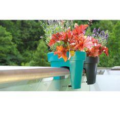 botle Balkonový květináč na zábradlí 24,5 cm kulatý bílá 5 L