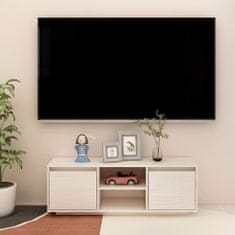 Greatstore TV stolek bílý 110 x 30 x 40 cm masivní borové dřevo