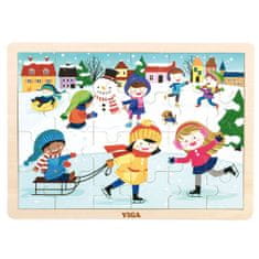 Viga Dětské dřevěné puzzle Zima