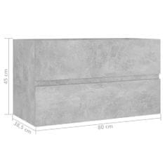 Vidaxl Skříňka pod umyvadlo betonově šedá 80x38,5x45 cm dřevotříska