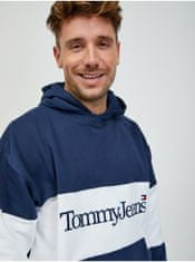 Tommy Jeans Bílo-modrá pánská mikina s kapucí Tommy Jeans L