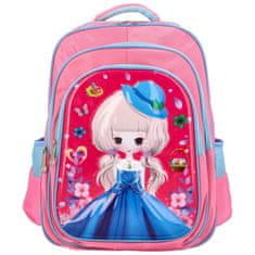 Newberry Dětský látkový školní batoh Princezna s kloboučkem, světle růžová