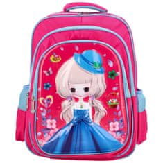 Newberry Dětský látkový školní batoh Princezna s kloboučkem, tmavě růžová