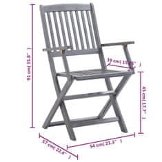 Vidaxl Skládací zahradní židle s poduškami 6 ks masivní akáciové dřevo