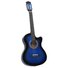 shumee VidaXL klasická kytara s výřezem 6 strun modrá 38"