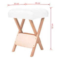 Vidaxl Skládací masážní stolička 12 cm silný sedák 2 podhlavníky bílá
