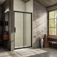 H K Luxusní posuvné sprchové dveře ALTO BLACK 116- 120x195cm L/P se Soft close zavíráním 