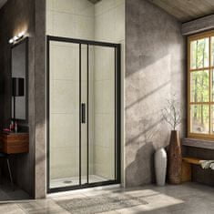 H K Luxusní posuvné sprchové dveře ALTO BLACK 116- 120x195cm L/P se Soft close zavíráním 