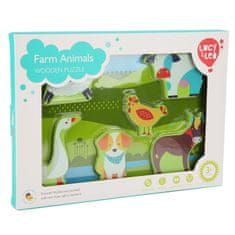 Lucy&Leo 226 Zvířátka na farmě - dřevěné vkládací puzzle 7 dílů