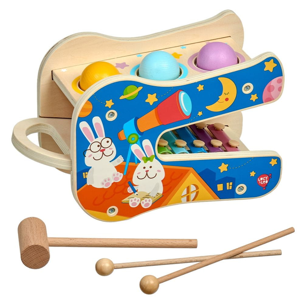 Levně Lucy&Leo 250 Hvězdné melodie – dřevěná herní sada s xylofonem a zatloukačkou