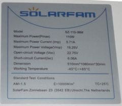 sapro FVE Fotovoltaický solární panel 12V/110W SZ-110-36M, 1080x510x30mm,shingle