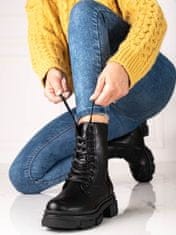 Amiatex Originální dámské kotníčkové boty černé na plochém podpatku, černé, 36