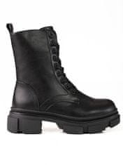 Amiatex Originální dámské kotníčkové boty černé na plochém podpatku + Ponožky Gatta Calzino Strech, černé, 36