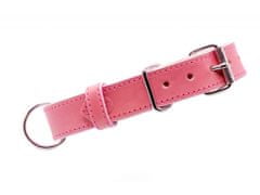 TLW Kožený obojek pro psa CLASSIC růžové barvy, vel.: XXS, obvod krku 20-30cm, šíře 20mm