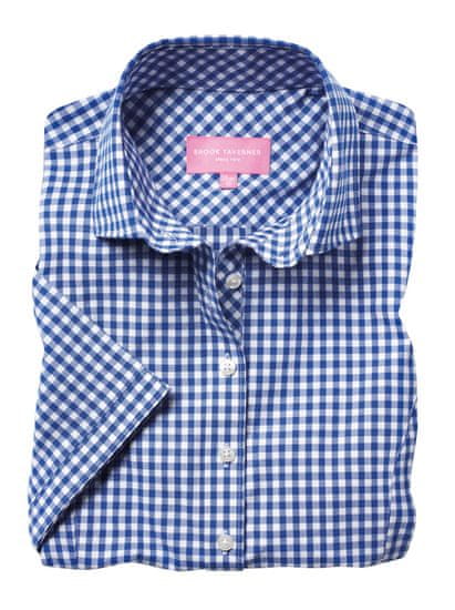 BROOK TAVERNER Dámská károvaná košile Tulsa s krátkým rukávem Tailored Fit Brook Taverner , Velikost 34, Barva Světle modrá