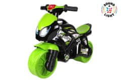 Teddies  Odrážedlo motorka zeleno-černá plast na baterie se světlem se zvukem