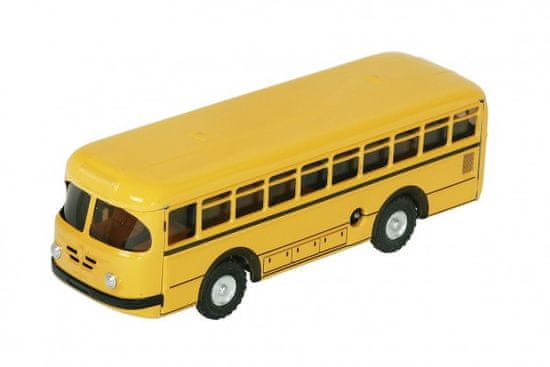 KOVAP Autobus retro na klíček kov 19cm žlutý v krabičce