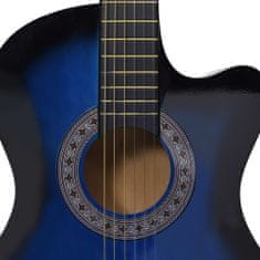shumee Folková akustická kytara s výřezem 6 strun modrá stínovaná 38''