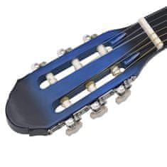 Greatstore 12dílný set klasická kytara pro začátečníky modrá 4/4 39''