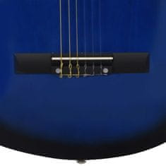 Greatstore 8dílný set klasická kytara pro začátečníky modrá 1/2 34''
